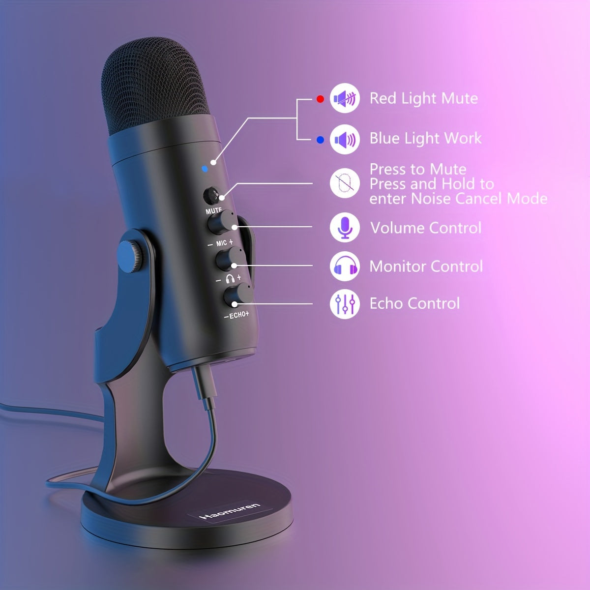 USB Microphone, Condenser Computer PC Mic, Plug&amp;Play Gaming Microphones for PS 4&amp;5.Headphone Output&amp;Volume Control, Mic Gain Control, Mute Button for Vocal, YouTube Podcast on Mac&amp;Windows (Black) Eid Al-Adha Mubarak