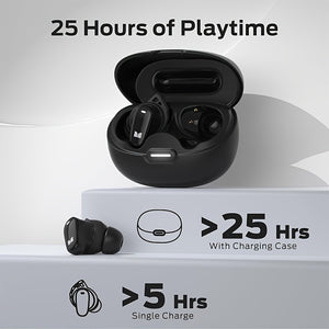 Monster N-Lite 200 AirLinks Wireless Earbuds, Headphones, Built-in Mic For Clear Calls, Immersive Bass Sound, IPX5 Water Resistant Design For Sports, Black