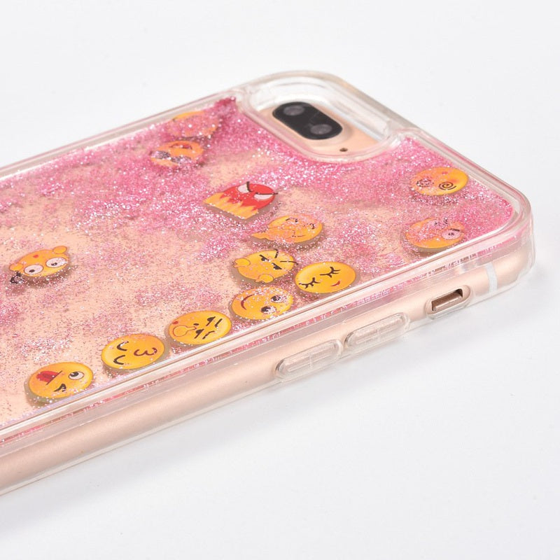 Pink Glitter Sand Emoji iPhone Case
