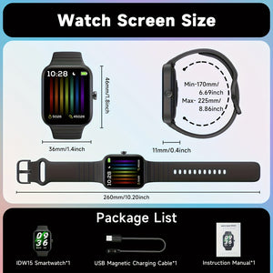 1 PC Smart Watch For Women Men, 1.8" Fitness Tracker With Answer/Make Calls, 100 Sport Modes, Fitness Watch Compatible Android IPhone - Stereotech
