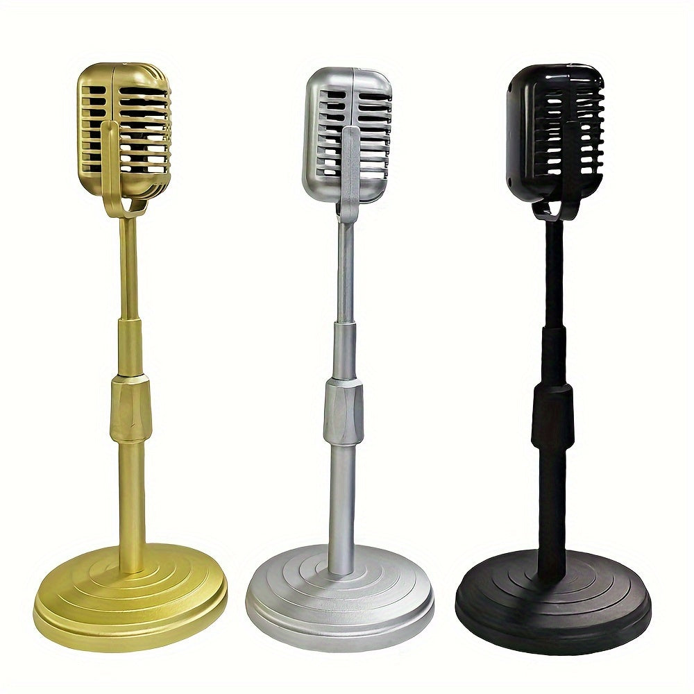 1pc, Simulation Retro Microphone Prop, Height Adjustable Classic Vintage Microphone Prop For Home Bar Office Ornaments Decoration, Holiday Party Gifts