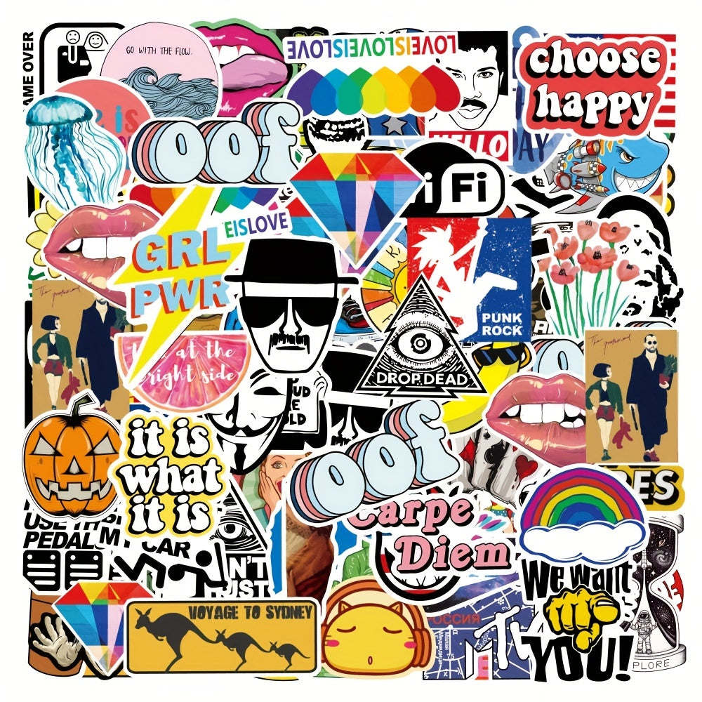 100pcs B Style Music Theme Sticker Set - Unique Vinyl Art for Skateboard, Guitar, Travel Cases &amp; More - Cool, Diverse Designs for Laptops, Cars, Bikes &amp; Lifestyle Accessories