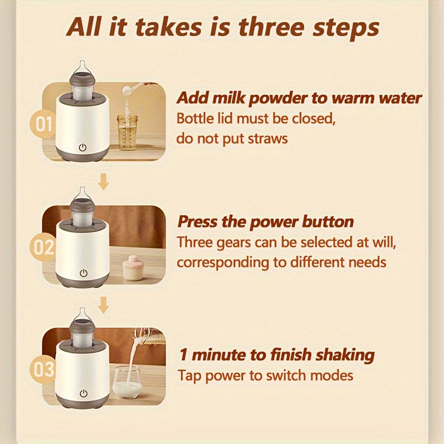Smart Wireless Milk Powder Shaker, 3Models-1/2/5 Minutes, Intelligent Shaking, Less Bubbles, Square &amp; Round Bottles, Well-distributed Shake, Constant Speed, Fully Melted Without Fear Of Clumping, Refining Milk Powder
