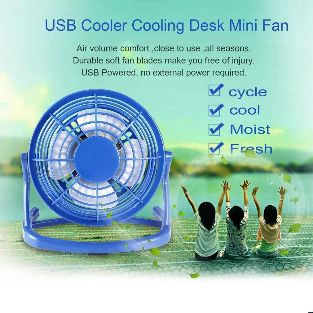Mini USB Desktop Table Fan 360° Rotation Personal Fan Strong Wind Silent Portable Summer Cooling Fan for Office Bedroom Supplies