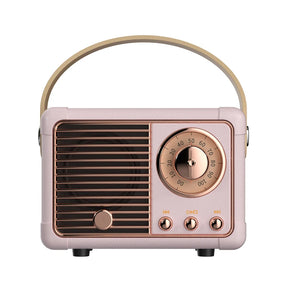 Retro Hifi Stereo Bluetooth V5.0 Speaker Portable Wireless Vintage Speaker Plastic 3W Full-Range 50Hz-20Khz Music Player