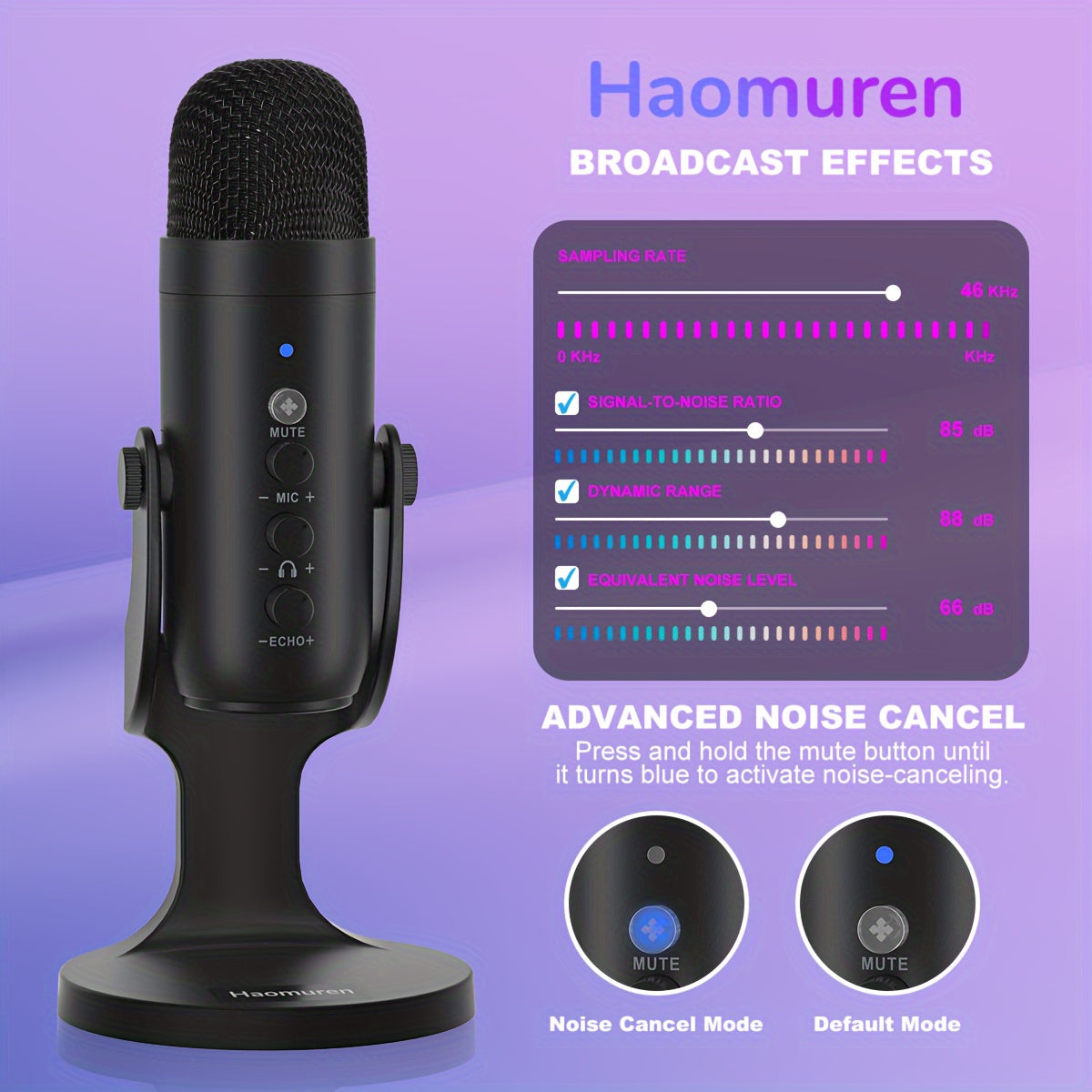 USB Microphone, Condenser Computer PC Mic, Plug&amp;Play Gaming Microphones for PS 4&amp;5.Headphone Output&amp;Volume Control, Mic Gain Control, Mute Button for Vocal, YouTube Podcast on Mac&amp;Windows (Black) Eid Al-Adha Mubarak