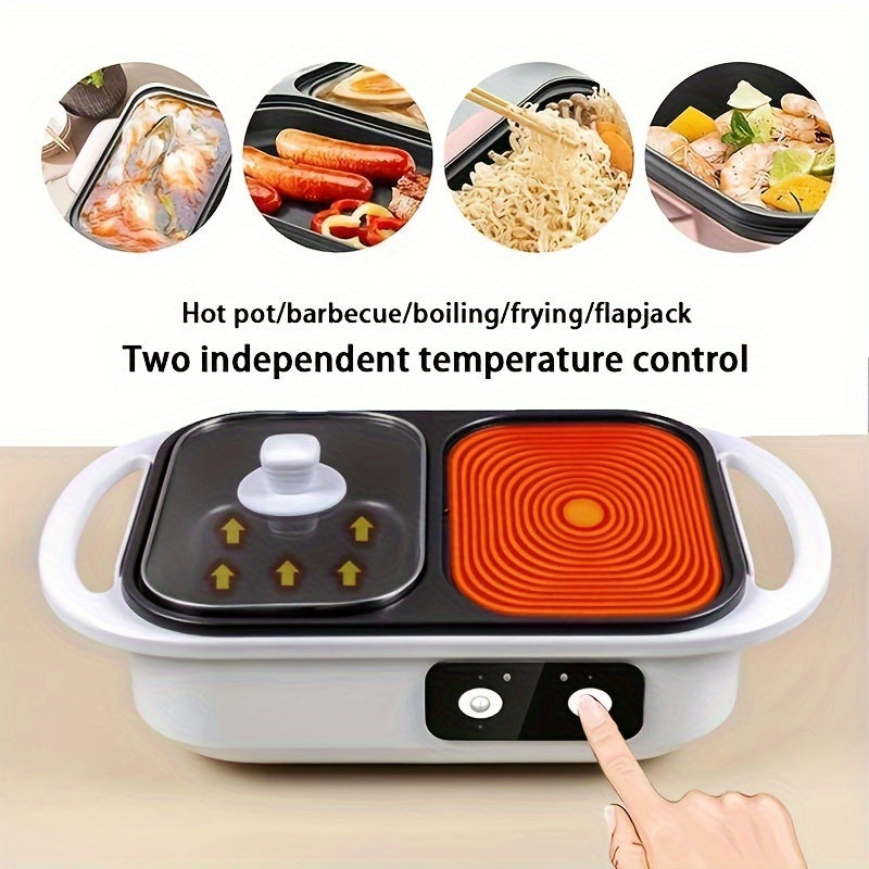 1pc White 110V Multifunctional Cooking Pot, Suitable For Family Dinner