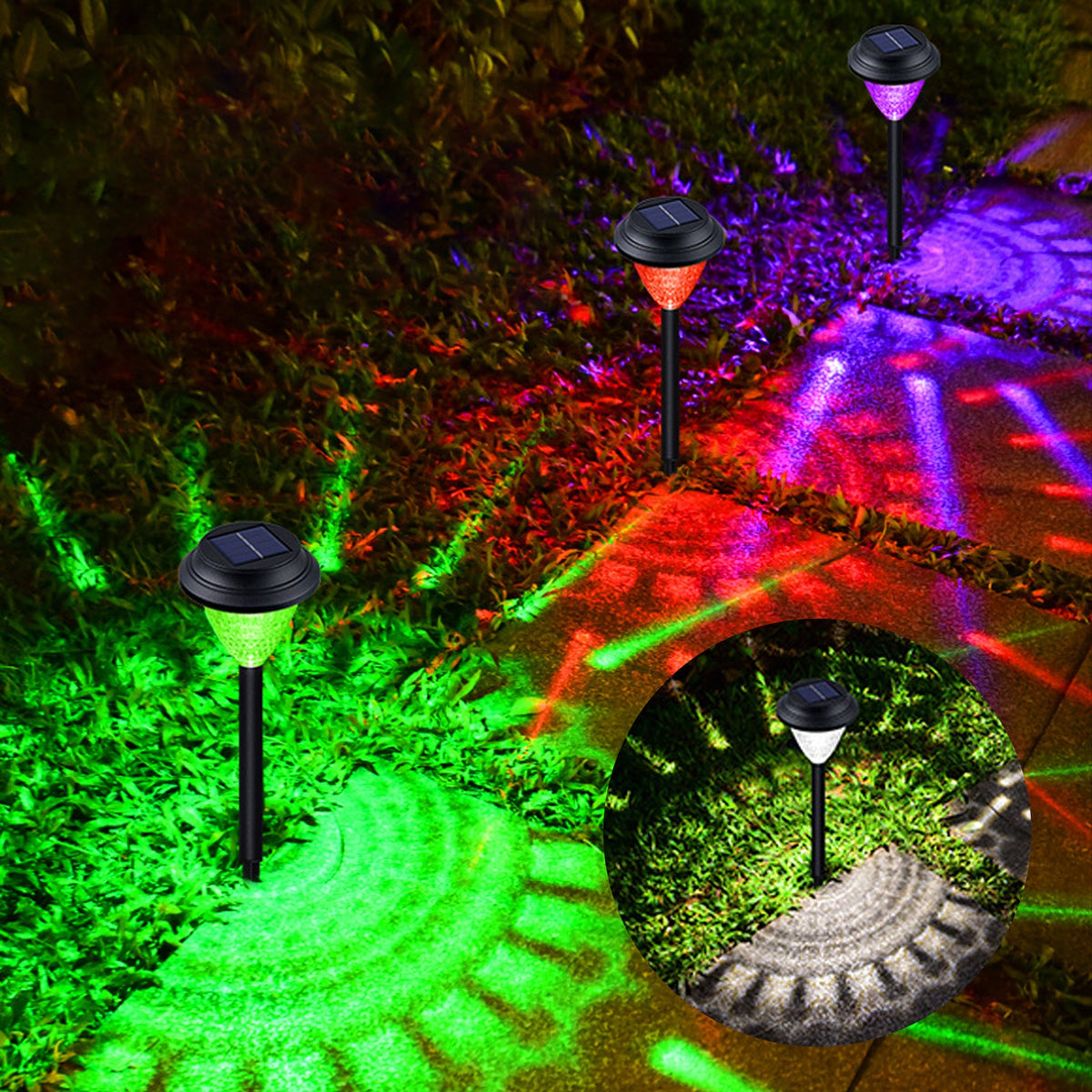 6/12Pcs  Solar Pathway Lights Waterproof Dynamic Pattern Landscape
