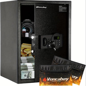 Steel Money Safe Box For Home (2.2 Cubic - Black) With Fireproof Money Bag For Cash Safe, 2.2 Cubic Feet Security Safe Box For Money Safe With Keys, Lock Box Fireproof Safe With Keypad Lock