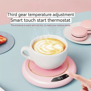 USB Heating Coaster, Constant Temperature Coaster, Heater, Office Smart Beverage Heater, Suitable For Most Cups. Outdoor Camping Picnic Kitchen Etc Autumn And Winter Essential, 3 Temperature Adjustment