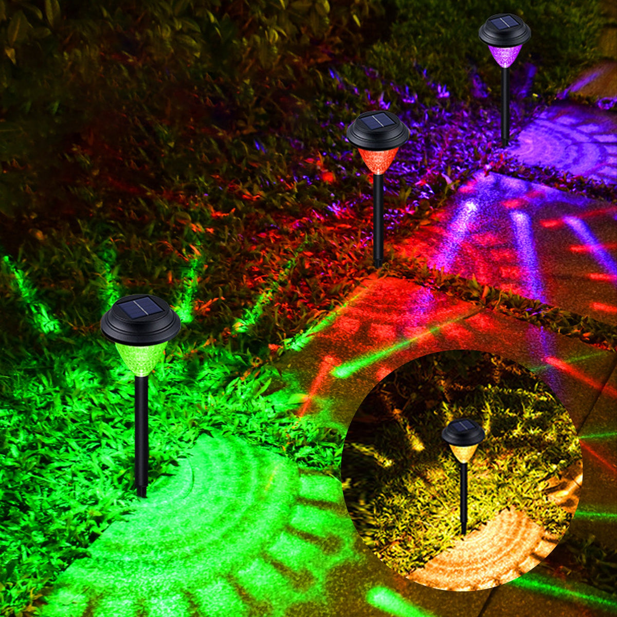 6/12Pcs  Solar Pathway Lights Waterproof Dynamic Pattern Landscape