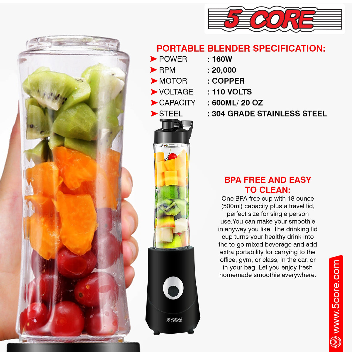 5Core Portable Blender For Kitchen - Stereotech