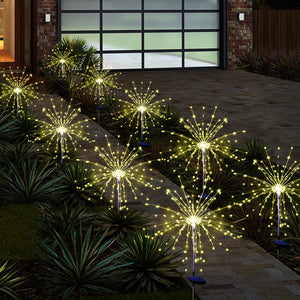 4PCS 120 LED Multi Color Outdoor Firework Solar Garden Decorative