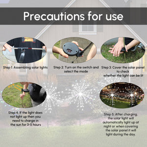 4PCS 120 LED Multi Color Outdoor Firework Solar Garden Decorative