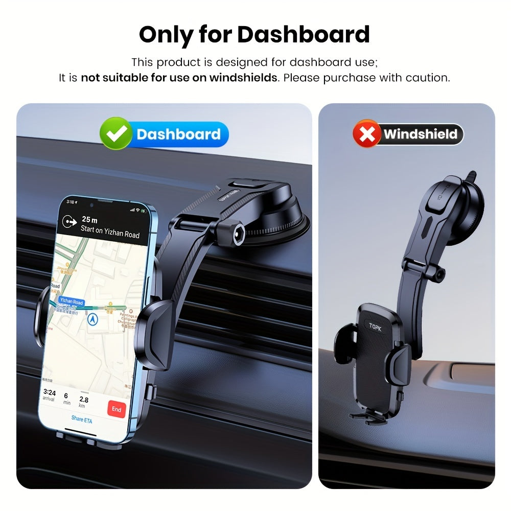 Car Phone Holder Mount, Upgraded Handsfree Stand, Phone Holder For Car Dashboard, Compatible With IPhone Samsung Android - Stereotech