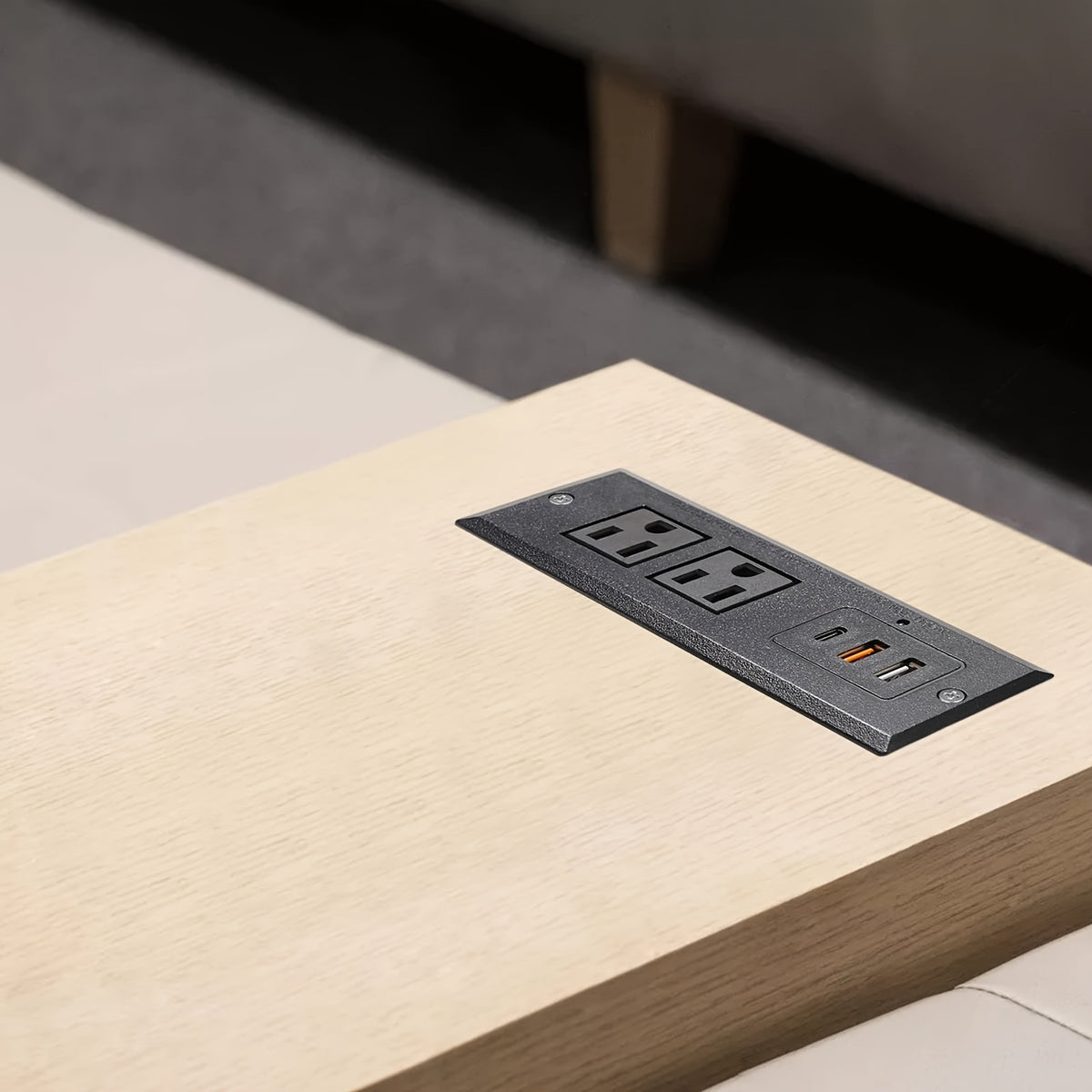 Type-C Conference Recessed Power Strip with 20W PD Fast Charging USB-C, 2 Outlets, 2 USB-A Ports &amp; 1 USB-C Port for Office Meeting Desk