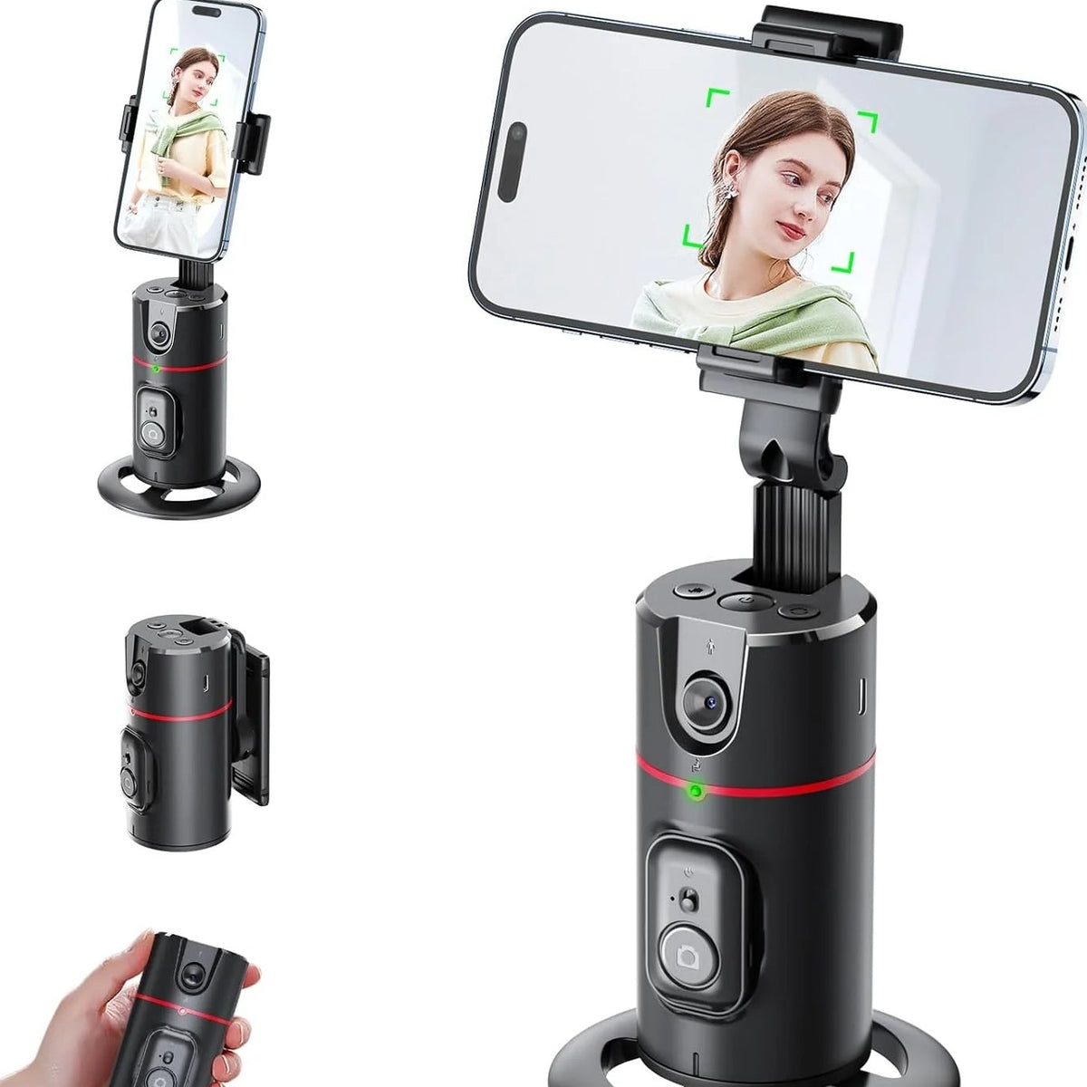 Auto Face Tracking Phone Holder Tripod, No App Required, 360° Rotation Smart Face Body Tracking Tripod Selfie Phone Camera Mount Cell Phone Stand for TIK Tok, Vlog, Live Streaming, Youtube Video