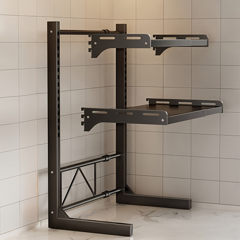 Versatile Multi-Layer Kitchen Storage Rack - Expandable Shelf for Microwave, Air Fryer &amp; Oven - Durable Steel Construction