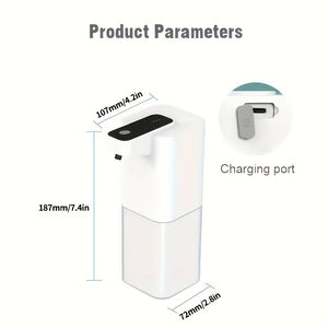 1pc Automatic Soap Dispenser, 400ml/14oz Touchless Sensor Foaming Soap Dispenser, USB Rechargeable, Hand Free Automatic Foam Liquid Soap Dispenser For Bathroom & Kitchen