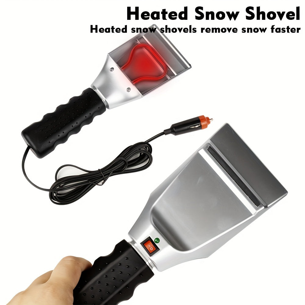 12V Heated Snow Shovel for Car with Plug-In Operation, Multi-Functional Winter Snow Removal Tool, ABS Construction, Safe for Vehicle Paint, Efficient Handheld Snow Brush