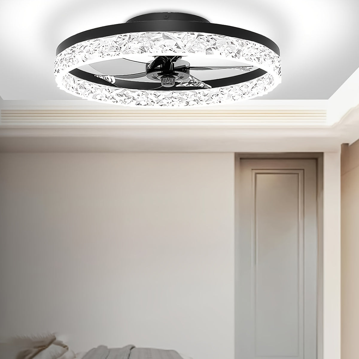 Modern LED Ceiling Fan With Remote Control - 3 Color Lighting, Dimmable &amp; Energy-Efficient, Perfect For Living Room, Office, Cafe, Bedroom, Kitchen