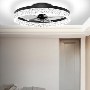 Modern LED Ceiling Fan With Remote Control - 3 Color Lighting, Dimmable & Energy-Efficient, Perfect For Living Room, Office, Cafe, Bedroom, Kitchen