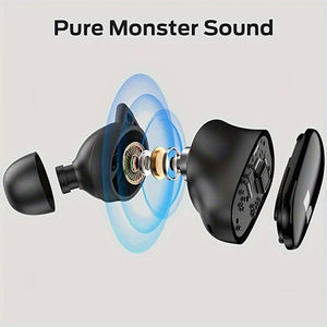 Monster N-Lite 200 AirLinks Wireless Earbuds, Headphones, Built-in Mic For Clear Calls, Immersive Bass Sound, IPX5 Water Resistant Design For Sports, Black
