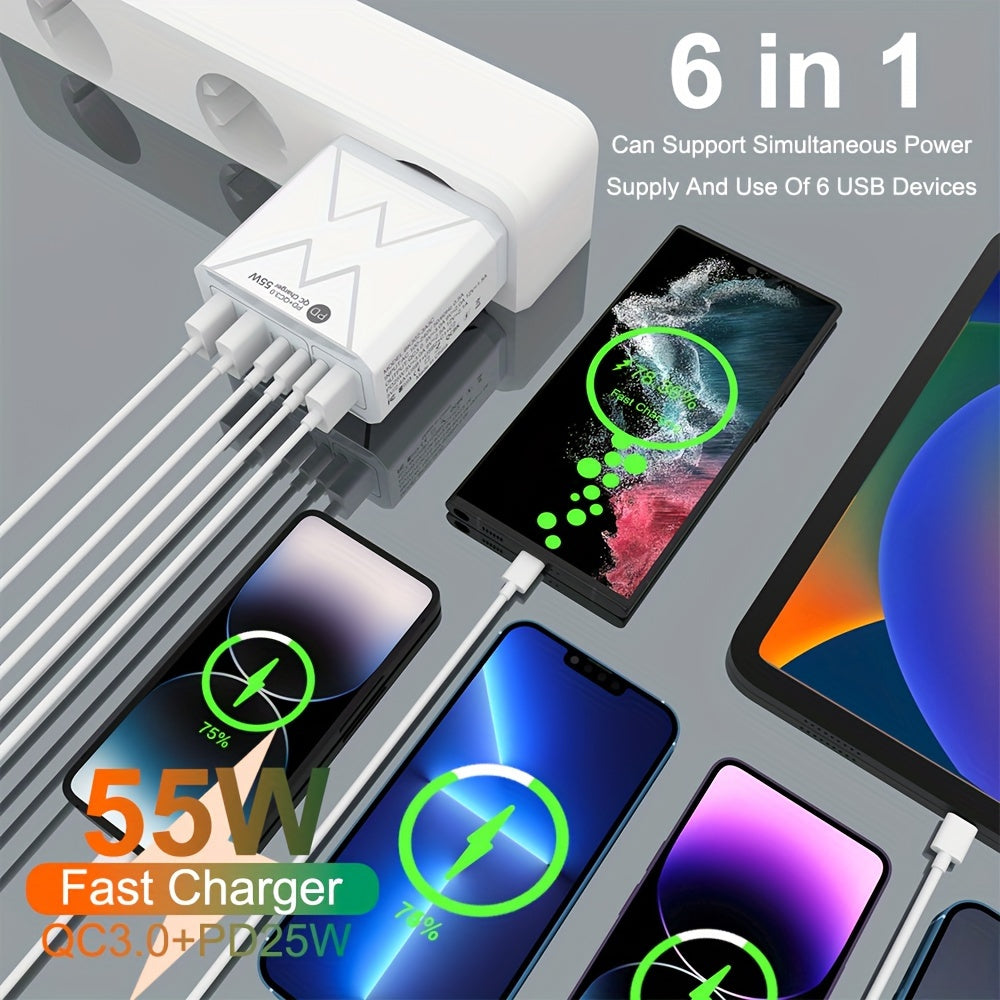 55W Rapid Fast Charging Adapter - High-Speed USB C Phone Charger with PD Type-C, Universal Compatibility for iPhone and Samsung - Compact USB Wall Charger with Safety Protections