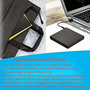 Portable USB 2.0 External CD DVD Drive - Slim CD-RW Drive with DVD-RW Burner, Writer, and Player for Laptop, Notebook, PC, and Desktop Computer - Plug and Play, High-Speed Data Transfer, and Compatible with Windows and Mac