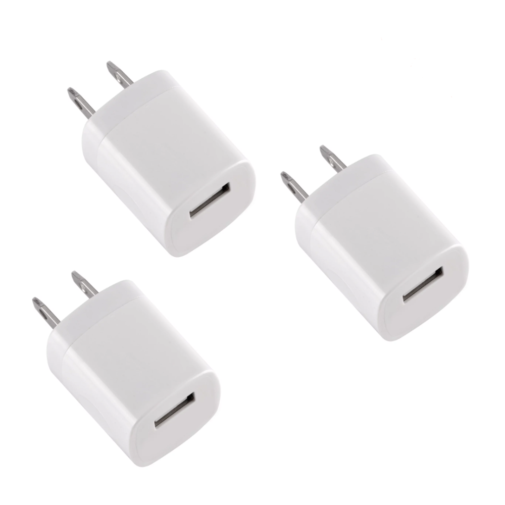 3-Pack White 1A USB Power Adapter Wall Charger - Stereotech