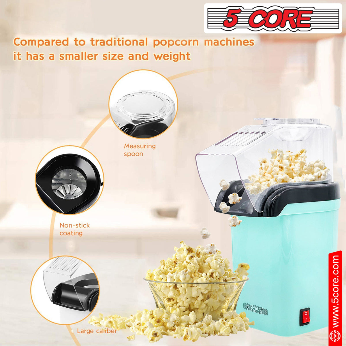 5Core Hot Air Popcorn Machine - Stereotech