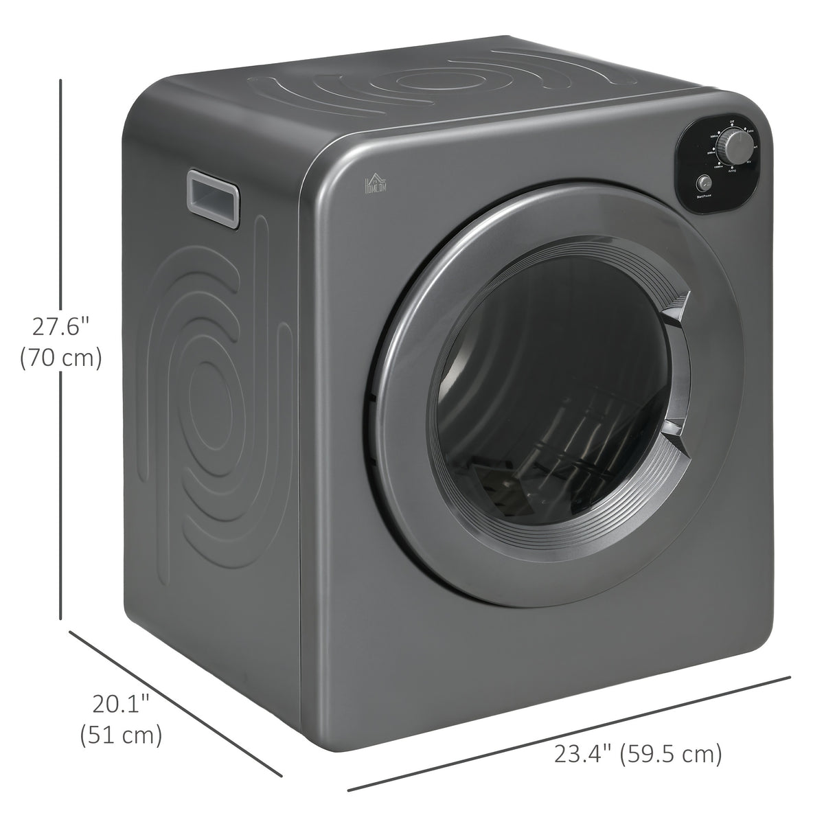 Electric Portable Dryer Compact Laundry Dryer Machine 1300W 13.2lbs Capacity Stainless Steel Tub 3.22 Cu. Ft. Tumble Dryer With 7 Drying Modes For Apartment Dorm (Grey)