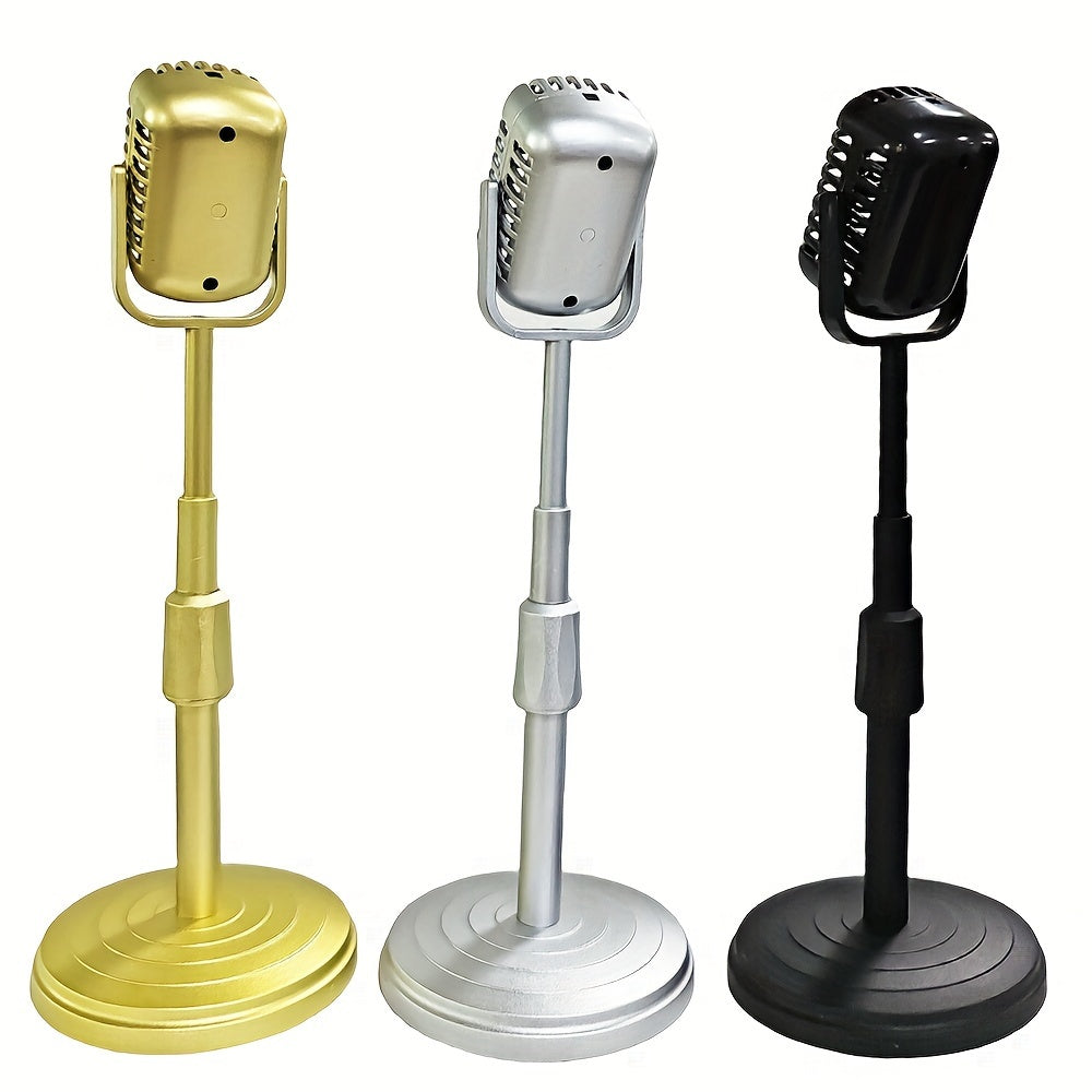 1pc, Simulation Retro Microphone Prop, Height Adjustable Classic Vintage Microphone Prop For Home Bar Office Ornaments Decoration, Holiday Party Gifts