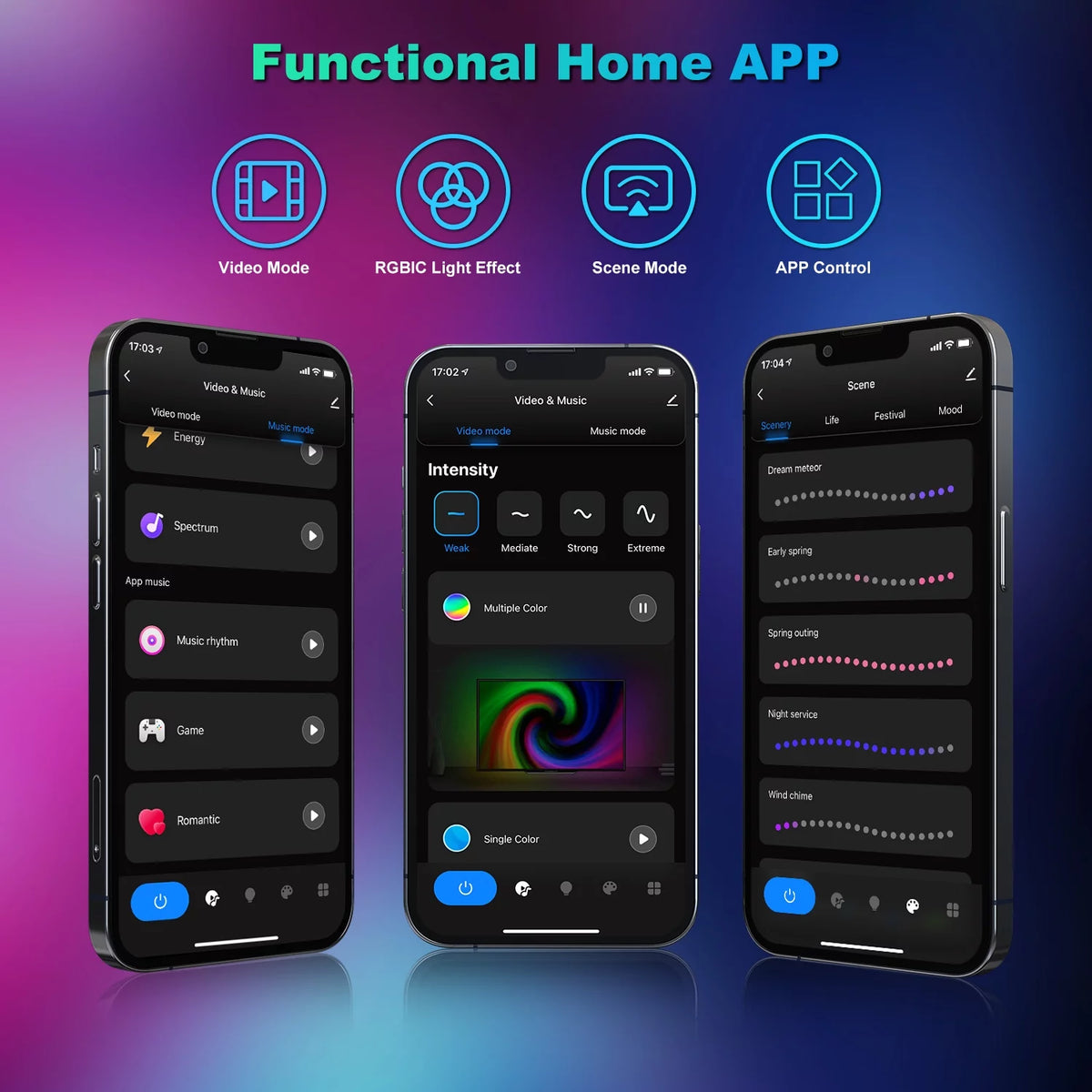 TV LED Backlights with Camera, 16.4Ft RGBIC Wifi TV Backlights for 55-77 Inch Tvs PC, App Control, Video &amp; Music Sync TV Lights, Scene Mode, TV LED Strip Lights for Gaming &amp; Movies