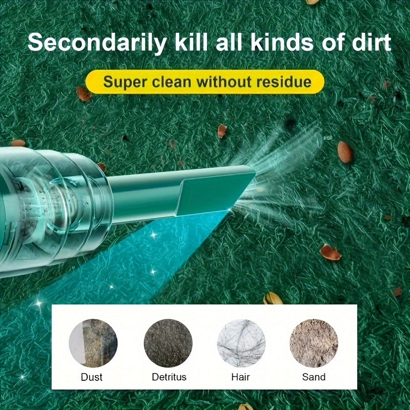 Upgraded Version, Portable Cordless Hand-held Vacuum Cleaner, Cyclone Suction Wireless Vacuum Cleaner. Echargeable Strong Suction Vacuum Cleaner Suitable For Cars/Offices/Homes - Stereotech