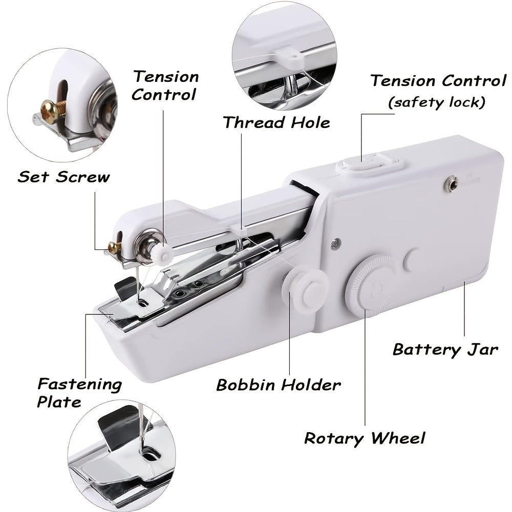 1pc Handheld Sewing Machine Mini Sewing Machines, Portable Sewing Machine Quick Handheld Stitch Tool For Fabric, Kids Cloth, Clothing (battery Not Included)