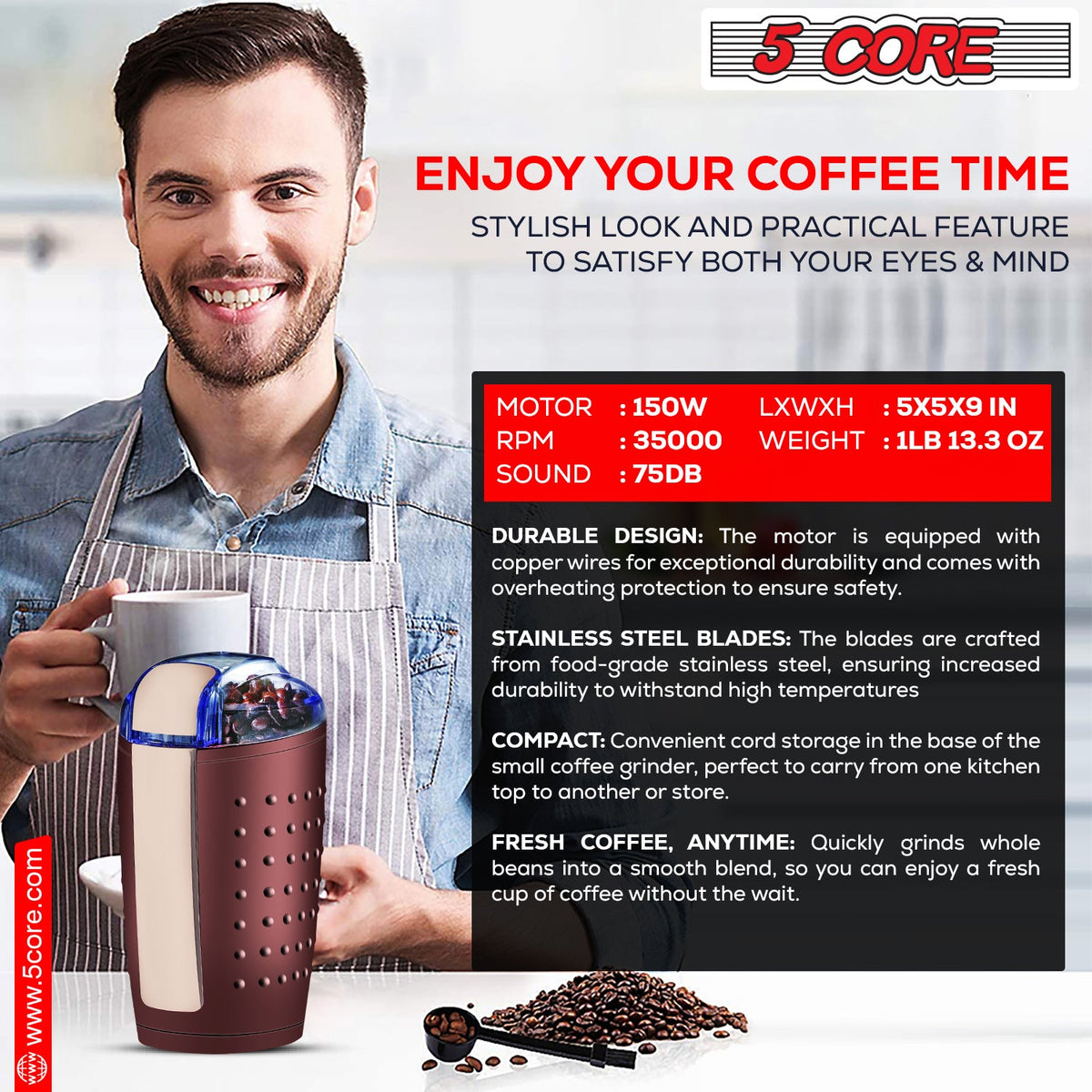 Coffee Grinder 85 Gram Capacity - Stereotech