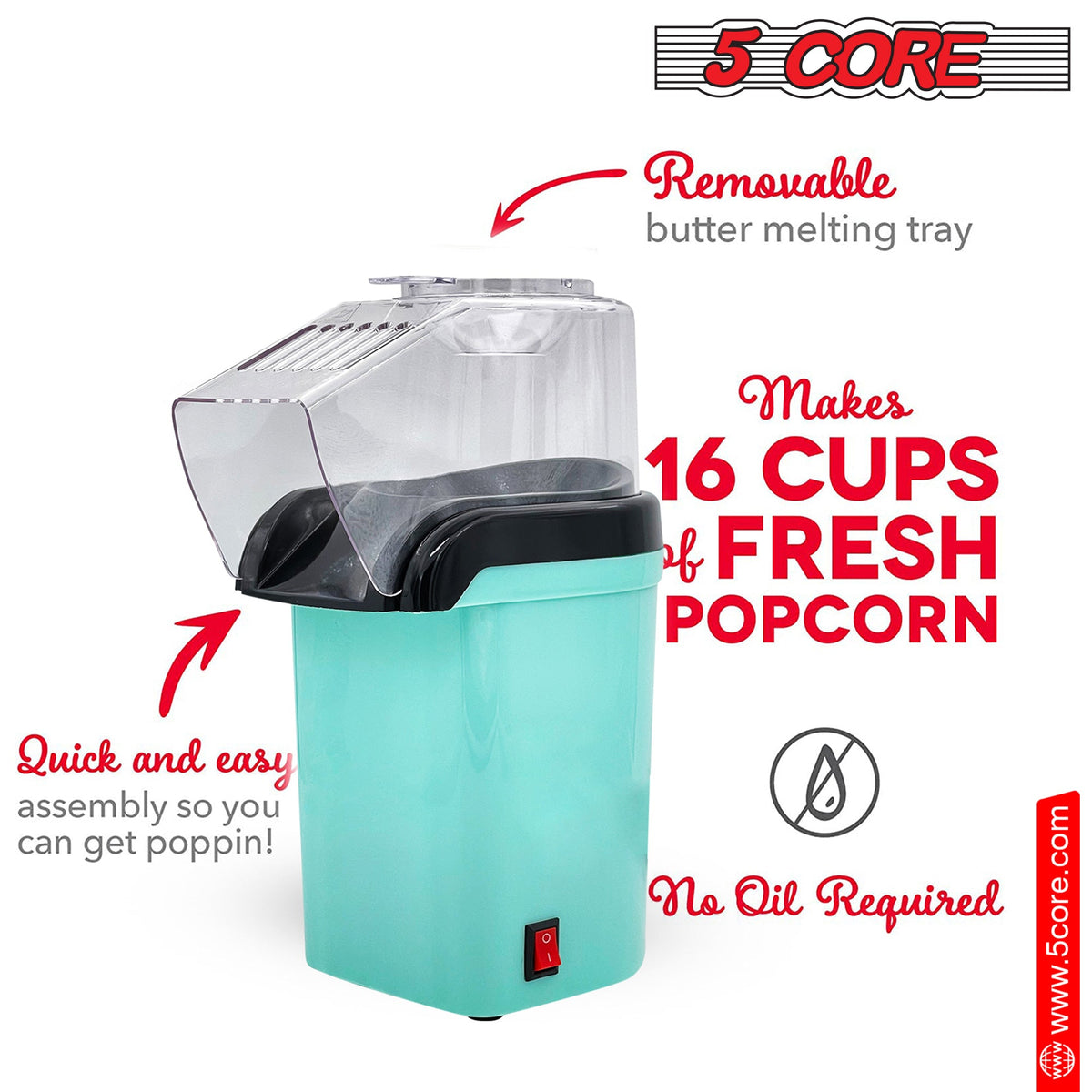 5Core Hot Air Popcorn Machine - Stereotech
