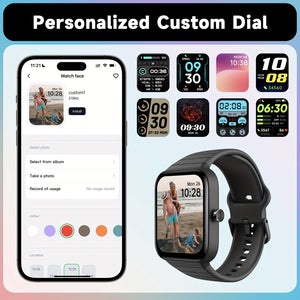 1 PC Smart Watch For Women Men, 1.8" Fitness Tracker With Answer/Make Calls, 100 Sport Modes, Fitness Watch Compatible Android IPhone - Stereotech