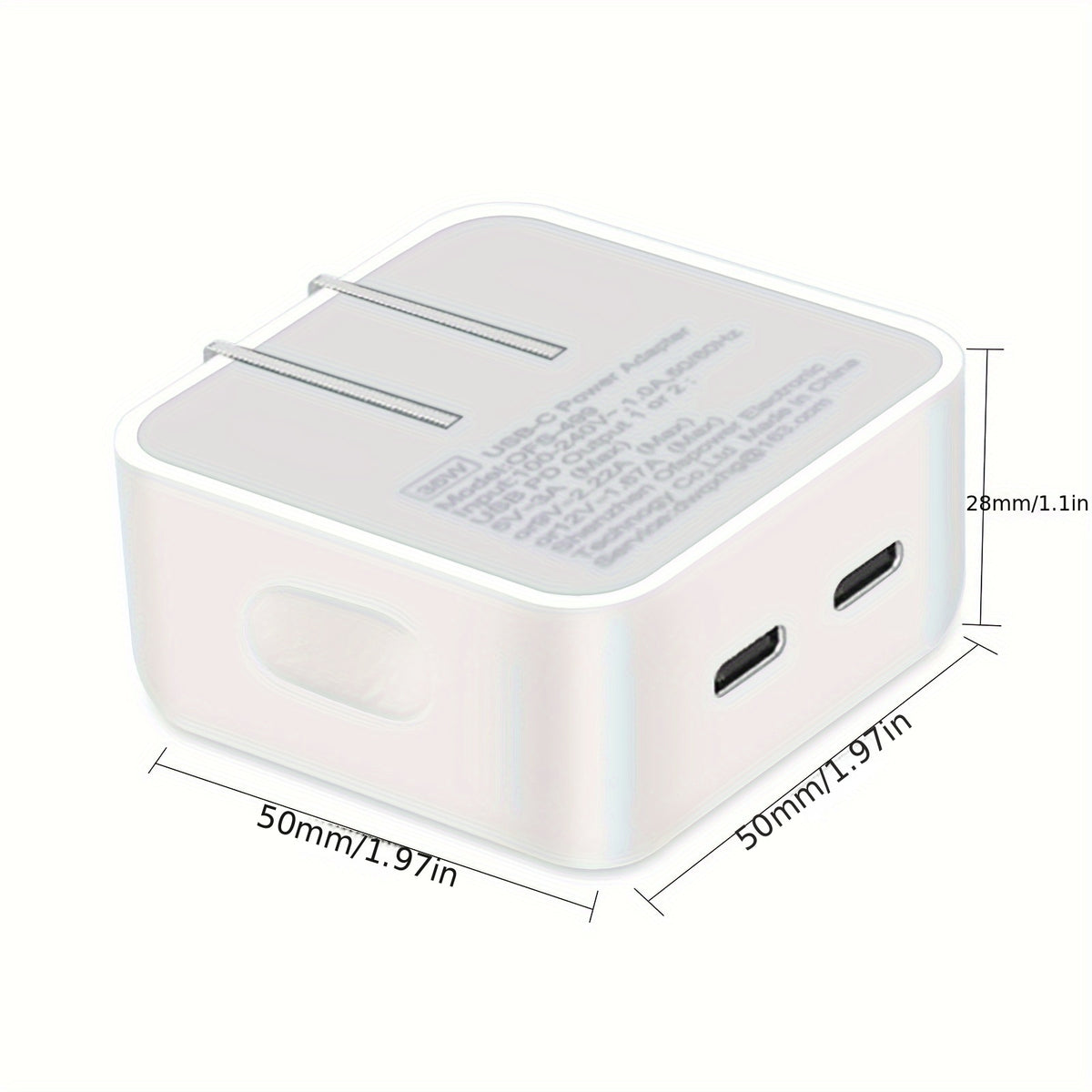 2-Pack Compact Dual USB-C Port Power Adapter - Fast Foldable Wall Charger with C to C Cable - Compatible with iPhone 14 Pro Max/14 Pro/iPhone 13/12/11, iPad, and More