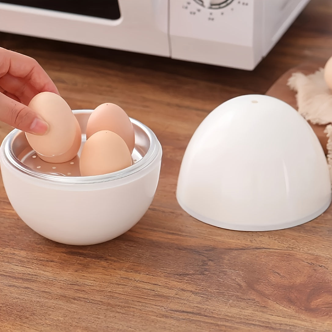 4-Capacity Microwave Egg Cooker - Quick &amp; Easy Hard Boiled Eggs Maker with Compact Egg Shape Design, Time-Saving, Uncharged Power Mode for Kitchen