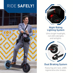 Electric Scooter, 500W Powerful Motor, 10" Solid Tires, 25Miles/40KM Range & 19Mph/30 KPH Folding Commuter Electric Scooter For Adults