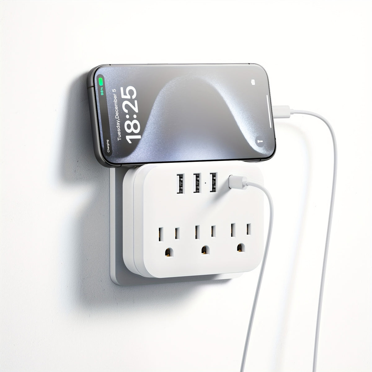 7-in-1 Multi Plug Outlet Extender With USB, Electrical Wall Outlet Splitter With 4 USB Ports (1 USB C) And 3 Outlet, Wall Charger Adapter Power Strips For Office, Bedside, Travel