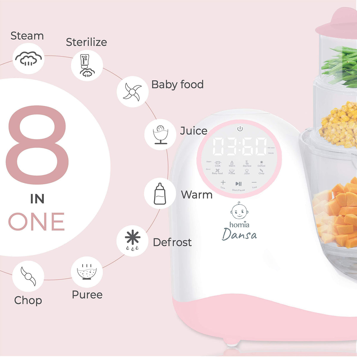 Baby Food Maker Chopper Grinder  Mills and Steamer 8 in 1 Processor