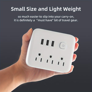 1pc Power Strip, Power Strip Surge Protector, 3 AC Outlets 3 USB 1 Power Button, Flat Plug, Desktop Charging Station With Overload Protection, For Home, Office, Travel, Computer, Black White