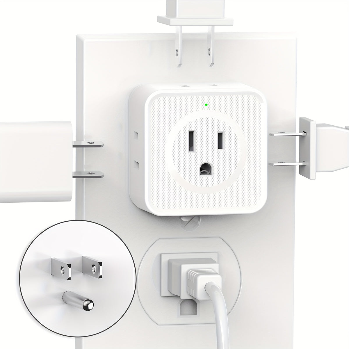 1pc Multi Plug Wall Adapter With 5 Outlets, NO Surge Protection, Outlet Extender Wall Charger For Cruise, Dorm, Travel, Home, Office