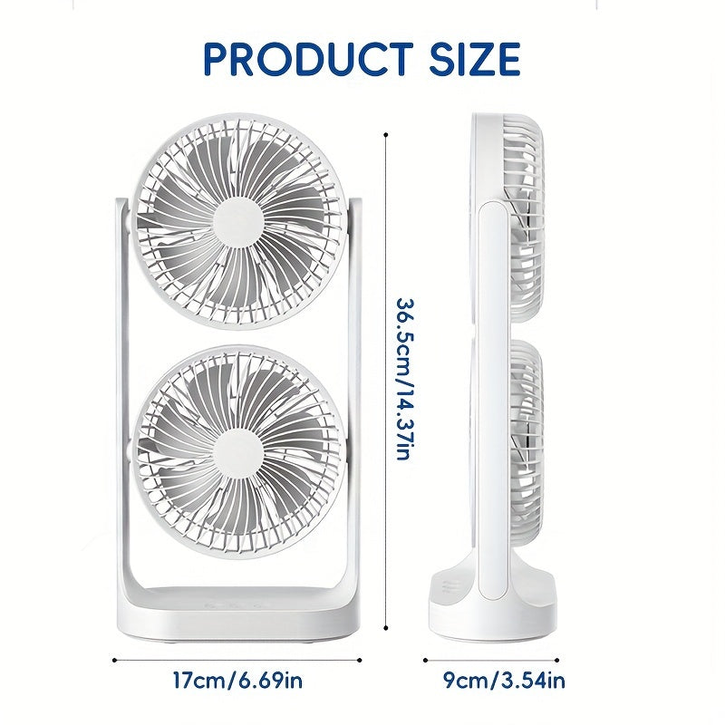 Quiet 8-Inch Portable Tower Fan with Oscillation - USB Rechargeable, 3-Speed Personal Cooling Desk Fan for Home, Office, and Travel