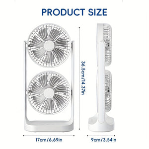 Quiet 8-Inch Portable Tower Fan with Oscillation - USB Rechargeable, 3-Speed Personal Cooling Desk Fan for Home, Office, and Travel