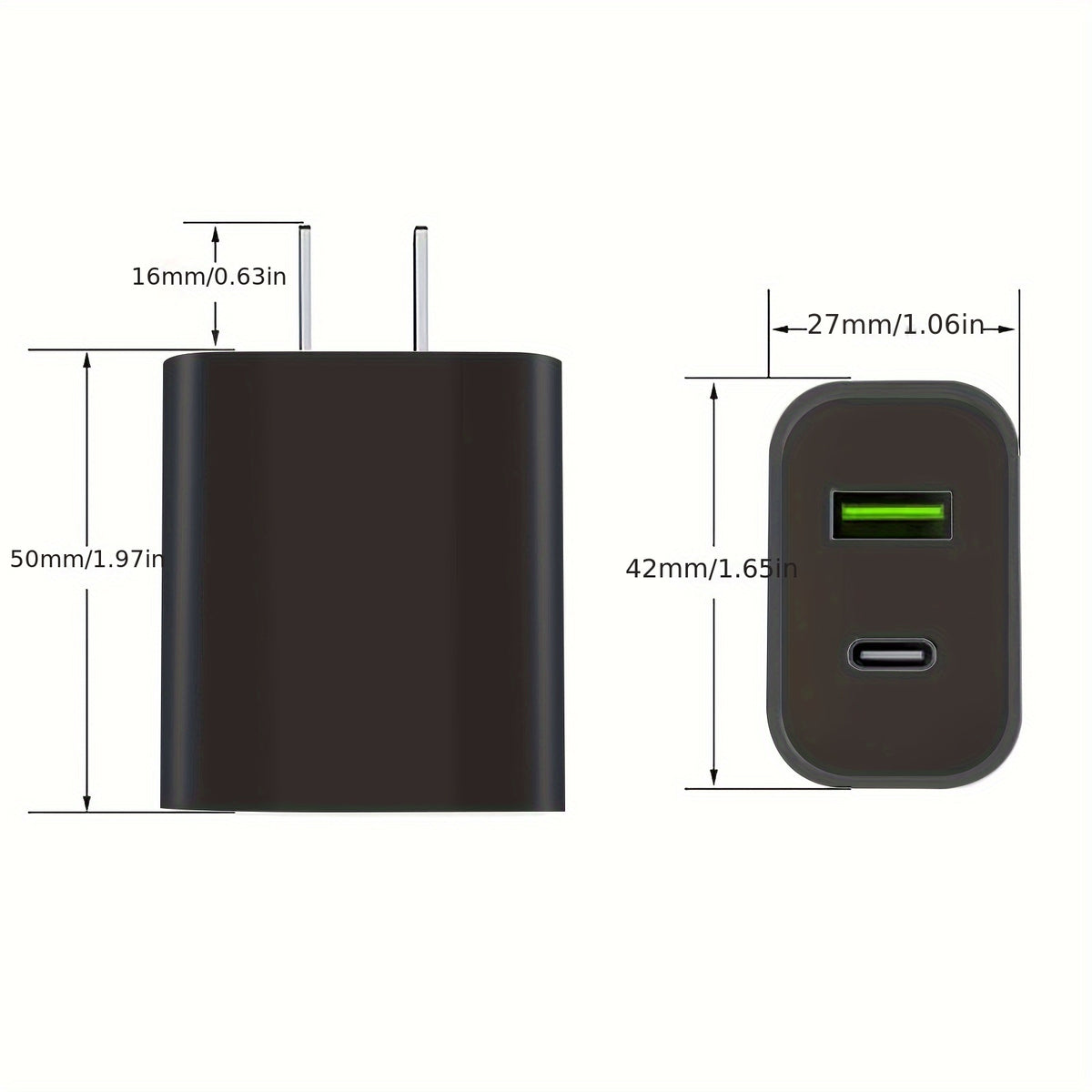 3pcs Type-C Wall-mounted Charger, 20W, Dual Port