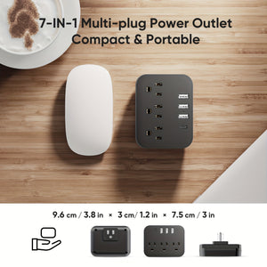 7-in-1 Multi Plug Outlet Extender With USB, Electrical Wall Outlet Splitter With 4 USB Ports (1 USB C) And 3 Outlet, Wall Charger Adapter Power Strips For Office, Bedside, Travel